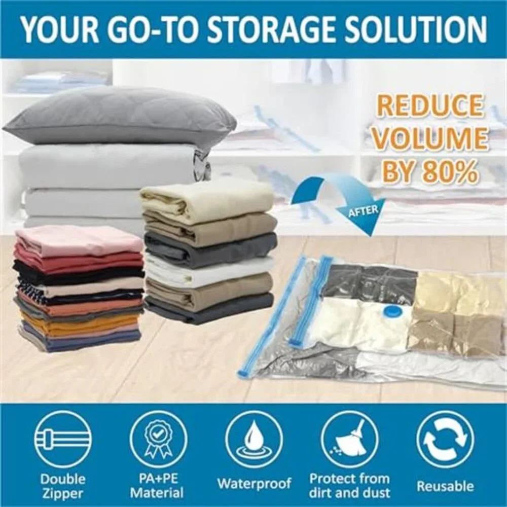20 Pack Vacuum Storage Bags Jumbo Large Travel Compression w/ Pump